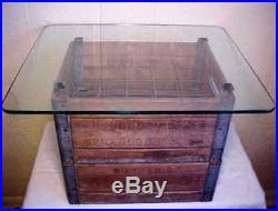1954 Antique BORDEN'S DAIRY Wood MILK BOTTLE CRATE End COFFEE TABLE Menands NY