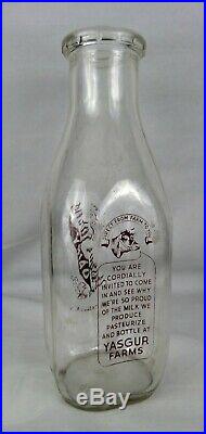 1966 Yasgur Quart Dairy Milk Bottle Woodstock Festival Bethel NY