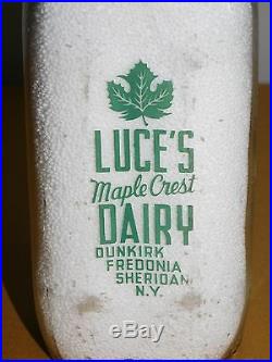1969 Luce's Maple Crest Dairy Dunkirk Fredonia Sheridan Ny Flag 1 Qt Milk Bottle