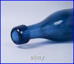 19c John Lake Schenectady NY Iron Pontil Blue Ten Pin Blob Top Soda Water Bottle