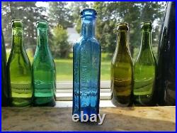 2 Different C. Heimstreet & Co. Troy N. Y. Hair Bottles Cobalt and Ice Blue