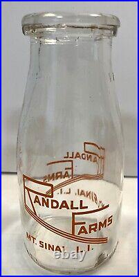 20 1/2 Pint Dairy Milk/Cream Bottles & Crate Randall Farms Mt Sinai LI NY