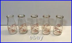 20 1/2 Pint Dairy Milk/Cream Bottles & Crate Randall Farms Mt Sinai LI NY