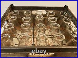 20 1/2 Pint Dairy Milk/Cream Bottles & Crate Randall Farms Mt Sinai LI NY