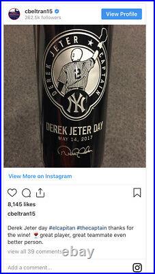 2017 Derek Jeter New York Yankees Used Wine Etched Bottle Steiner Mlb 5/14 Hof