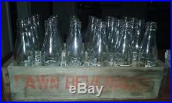 (24)1957 Fawn Beverage 6oz. Elmira, N. Y. Pyroglaze Crown Top Soda Bottles withcase