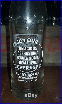 (24)1957 Fawn Beverage 6oz. Elmira, N. Y. Pyroglaze Crown Top Soda Bottles withcase