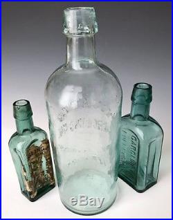 3 Antique NY Medicine Cure Bottles Merchants & Youatts Gargling Oil, c. 1880, NR