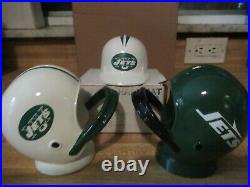 3 vintage new york jets die cast bottle openers 2 helmets 1 hardhat/very rare