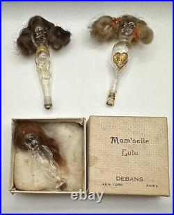 3X Vintage Mam'Selle Lulu by DeBans New York Paris Perfume Bottles Novelty