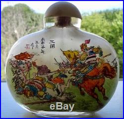 5 Antique Chinese Reverse Painted Glass Snuff Bottle Battle Scenes Ny Estate