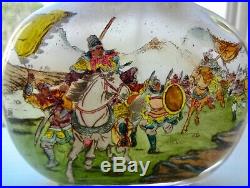 5 Antique Chinese Reverse Painted Glass Snuff Bottle Battle Scenes Ny Estate