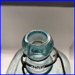 6 Pints Alco Spring Water NY Bottling Co. Aqua Blue Porcelain Stopper Bottle