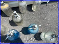 9 Vintage Seltzer Bottles Blue And Clear Bottles Newark NJ And NY