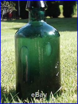 ANTIQUE BOTTLE 1860s GW MERCHANT CHEMIST LOCKPORT NY EMERALD GREEN GLASS