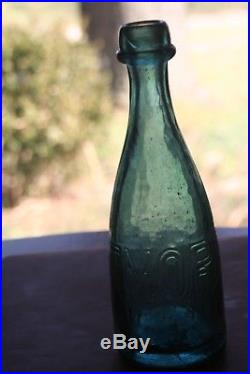 ANTIQUE C. Whittemore BLOB TOP IRON PONTIL SODA NEW YORK -1840S TEAL BLUE