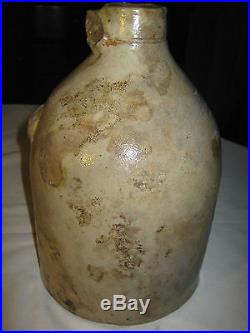 Antique Country Primitive New York Stoneware Bottle Flower Art Slip Crock Jug Ny