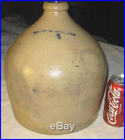 Antique N. Clark Jr. Athens New York Country Primitive Stoneware Bottle Art Jug