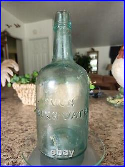 AVON SPRING WATER Aqua Quart, From Avon N. Y. 1850's Saratoga Type Bottle