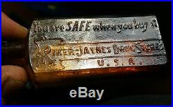 Amber Riker Jayne Drug Store Antique Medicine Bottle Slogan c1890s NY