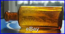 Amber Riker Jayne Drug Store Antique Medicine Bottle Slogan c1890s NY