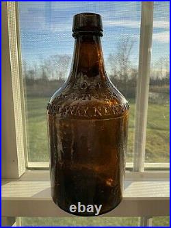 Amber Saratoga Mineral Water Bottle Oak Orchard Acid Springs Lockport Ny
