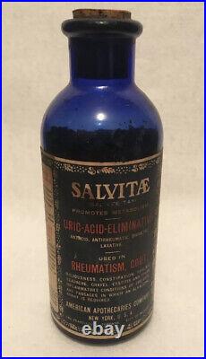 American Apothecaries Co. Cobalt Blue Salvitae Apothecary Bottle New York, USA