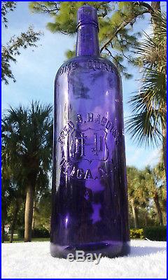 Amethyst 1800's Antique Fred J. Harding, Utica, N. Y. Whiskey Bottle! 12 Tall