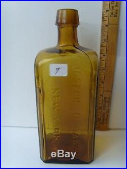Antiq Scarce Joseph Galway NY Yellow Square Whiskey Bottle 9 18601870 46/9