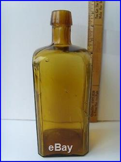 Antiq Scarce Joseph Galway NY Yellow Square Whiskey Bottle 9 18601870 46/9