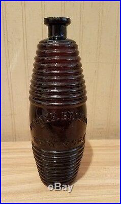 Antique 1800's Turner Brothers New York Barrel Bitters Whiskey Glass Bottle RARE
