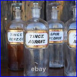 Antique 1862 Victorian Apothecary Bottles Glass Waltons Patent New York Set of 7