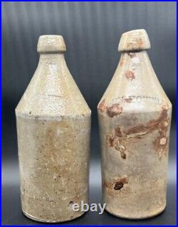 Antique 1864-1888 John Howell Buffalo NY Stoneware Beer Bottle RARE Lot of 2