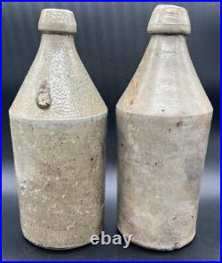 Antique 1864-1888 John Howell Buffalo NY Stoneware Beer Bottle RARE Lot of 2