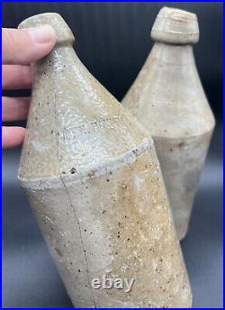 Antique 1864-1888 John Howell Buffalo NY Stoneware Beer Bottle RARE Lot of 2