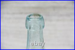 Antique 1878 Hennessy Nolan Albany Ny Aqua Embossed Glass Bottle New York Decor