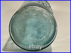Antique 1890's 13 Inch Tall Robertson Candy Co. Of New York Aqua Blue Glass Jar