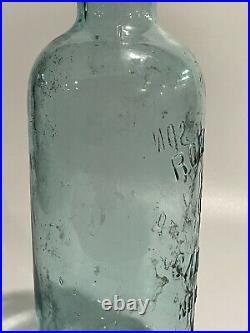 Antique 1890's 13 Inch Tall Robertson Candy Co. Of New York Aqua Blue Glass Jar
