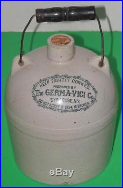 Antique 1890's GERMA-VICI Quack Germ Destroyer Remedy Stoneware Jug Syracuse, NY