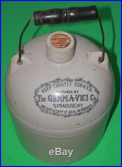 Antique 1890's GERMA-VICI Quack Germ Destroyer Remedy Stoneware Jug Syracuse, NY