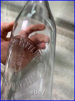 Antique 32 oz Soda Bottle Embossed Risedorph Bottling Kinderhook NY New York