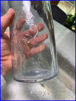 Antique 32 oz Soda Bottle Embossed Risedorph Bottling Kinderhook NY New York