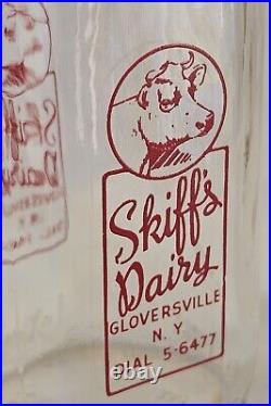 Antique 6 Glass Milk Bottle Skiff's Dairy Farm Gloversville NY 5 Digit Phone #