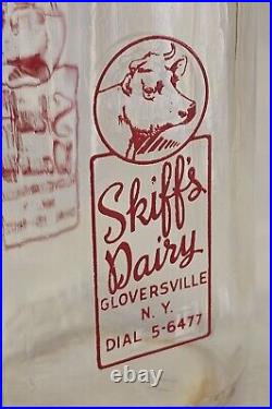 Antique 6 Glass Milk Bottle Skiff's Dairy Farm Gloversville NY 5 Digit Phone #