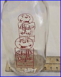 Antique 6 Glass Milk Bottle Skiff's Dairy Farm Gloversville NY 5 Digit Phone #