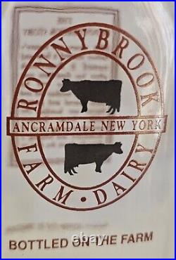 Antique 7 Glass Milk Creamry Bottle Ronnybrook Dairy Farm Ancramdale NY ½ Litre