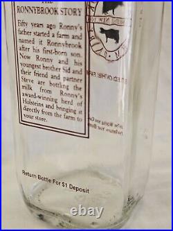 Antique 7 Glass Milk Creamry Bottle Ronnybrook Dairy Farm Ancramdale NY ½ Litre