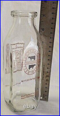 Antique 7 Glass Milk Creamry Bottle Ronnybrook Dairy Farm Ancramdale NY ½ Litre