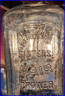 Antique 7 Sutherland Sisters Hair Grower New York Restorer Tonic Bottle Cure All