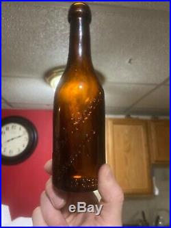 Antique Amber Blob Top Beer Hinckel Brewing Co. Saratoga N. Y. 1880s